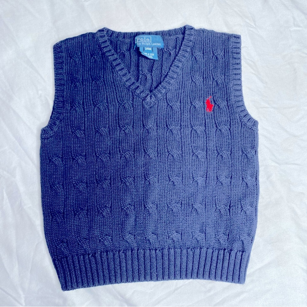 Polo by Ralph Lauren Blue Cable Knit Vest
